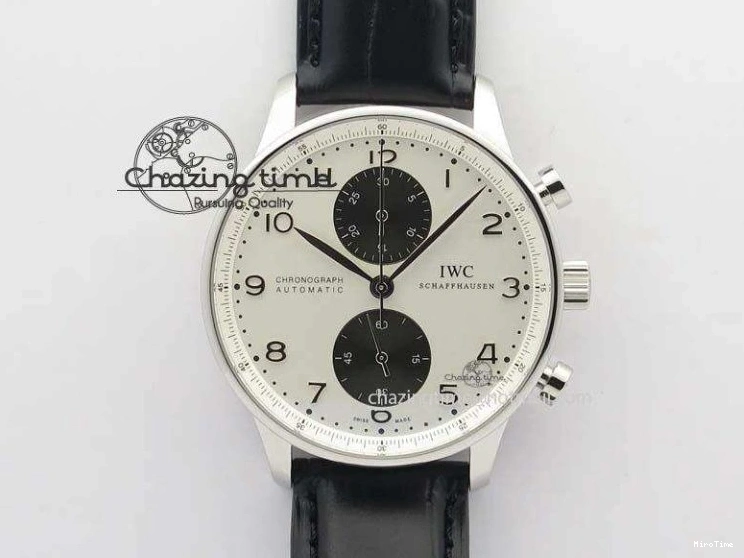 MIROTIME 0511 Sustainable Portuguese IW5444 SS White Dial RG Numbers On Brown Leather Strap A 7256